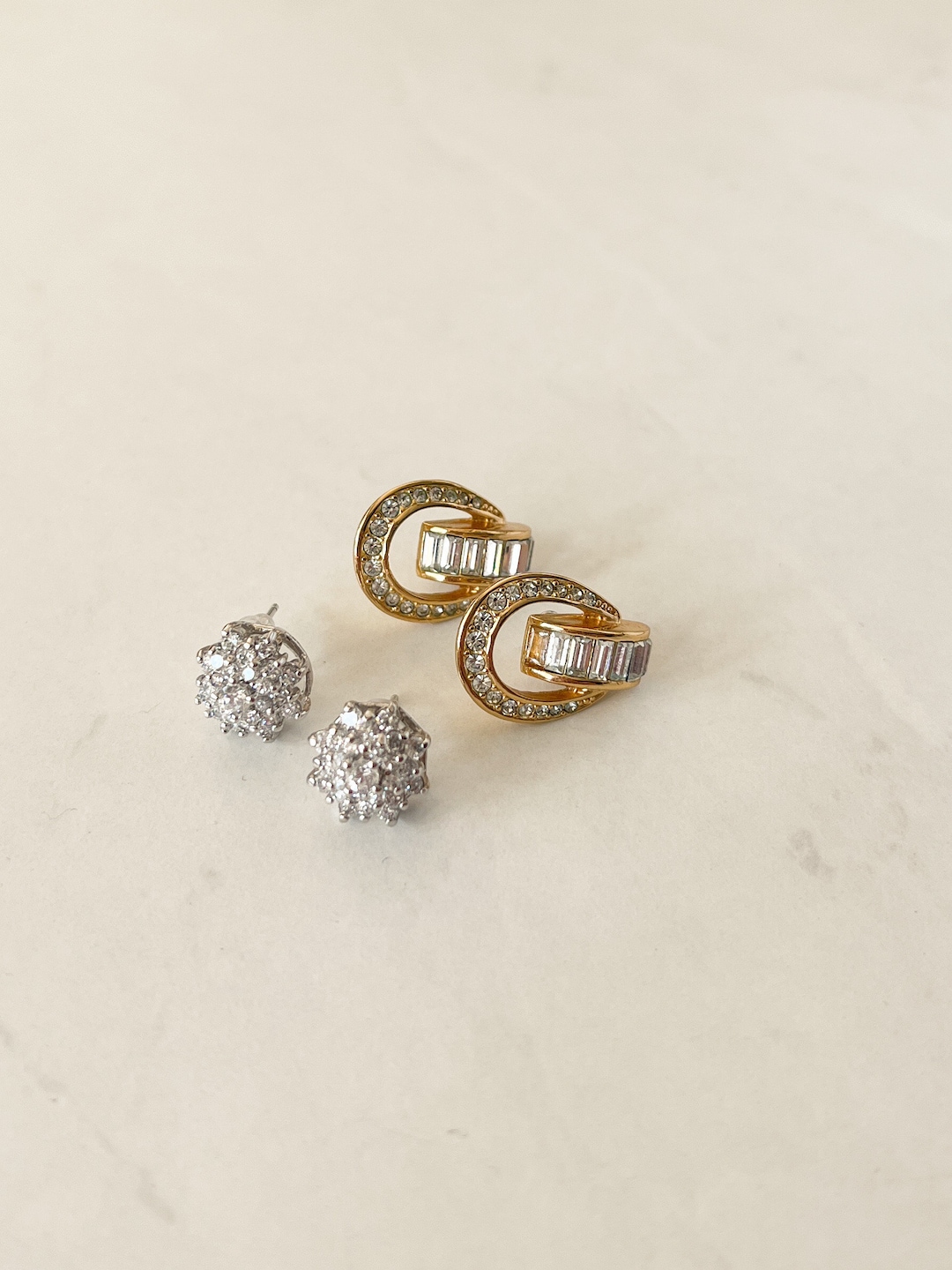 Vintage Earring Bundle | Sterling Silver Crystal Cluster Earrings ...