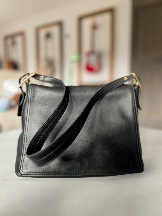 COACH Woman Small Shoulder Handbag Purse Hobo Black Leather Fabric  M052-2154 | eBay