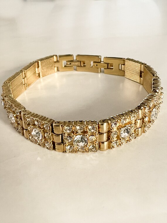 Gold Plated Vintage Cubic Zirconia Tennis Bracelet