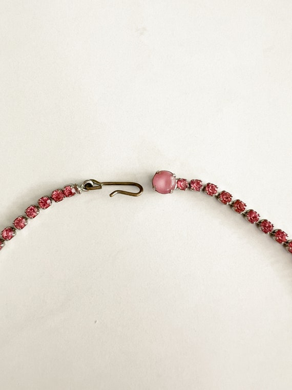Vintage 50s Pink Moonglow Necklace, Pink Rhinesto… - image 5