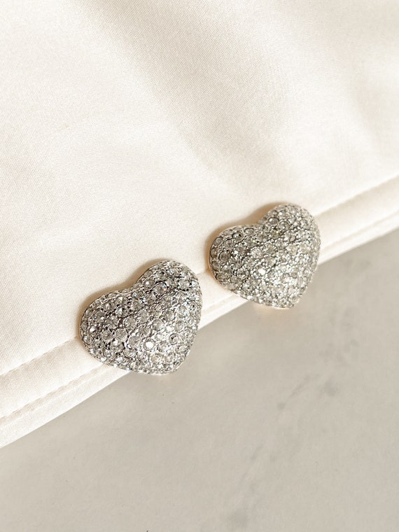 Vintage Carolee Crystal Heart Earrings | Vintage C