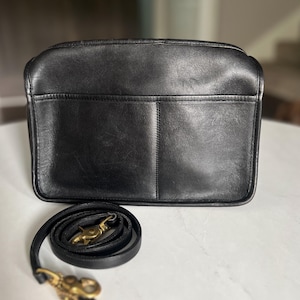 Vintage Coach Companion Bag | 1980s Black Glove-Tanned Leather Crossbody | NYC Made