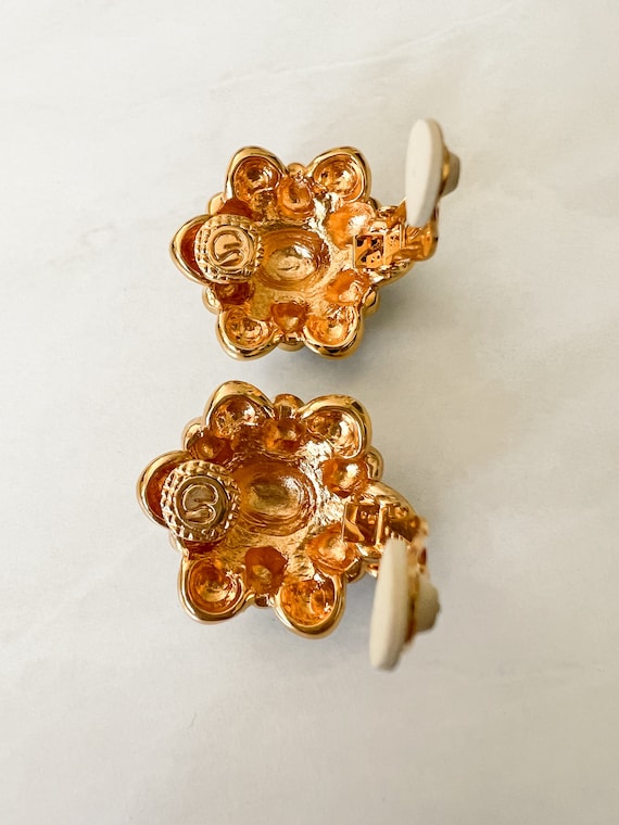 St. John 80s/90s Gold-plated Vintage Earrings, Bl… - image 5