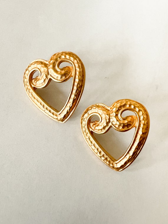 Anne Klein Vintage Matte Gold Heart Earrings