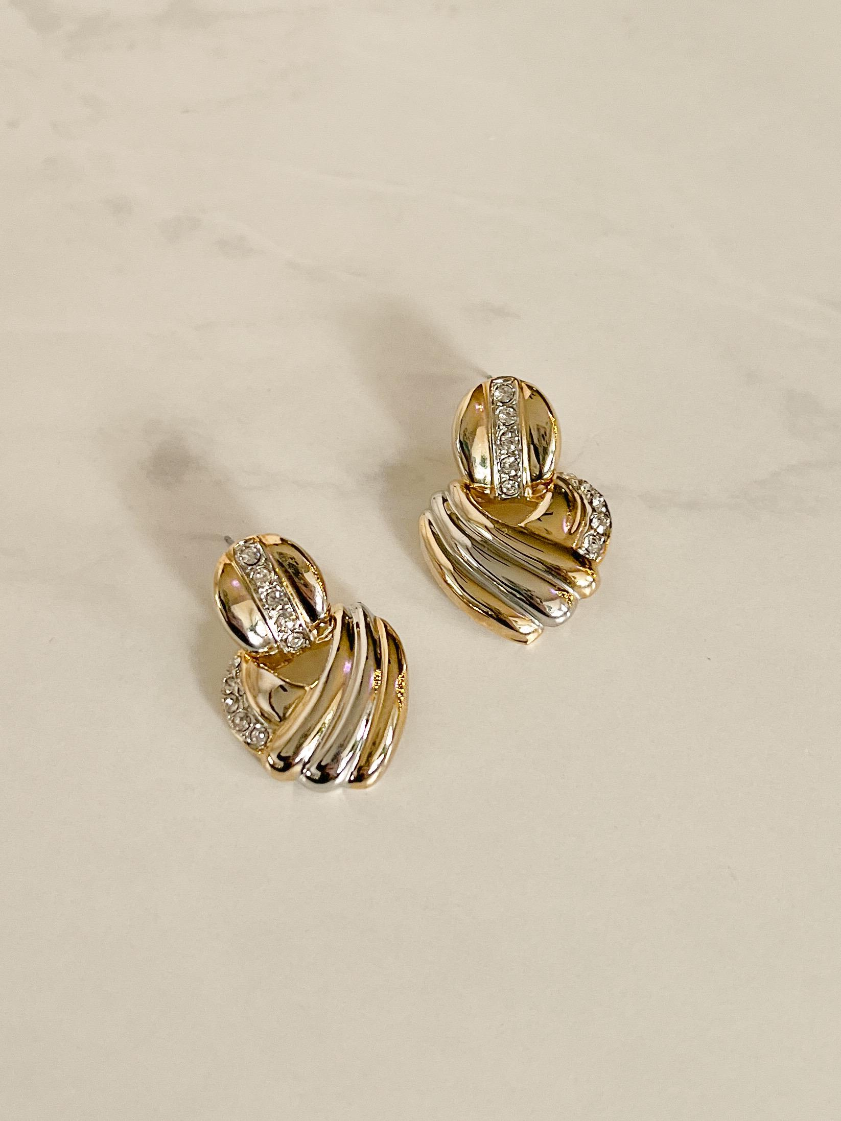 Vintage Two Toned Earrings - Etsy