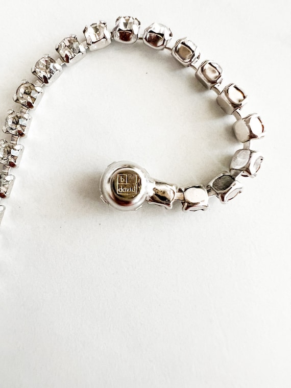 Vintage B David Black & Clear Rhinestone Necklace… - image 7