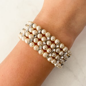 Pink Pearl Vintage Rhinestone Bracelet - Etsy