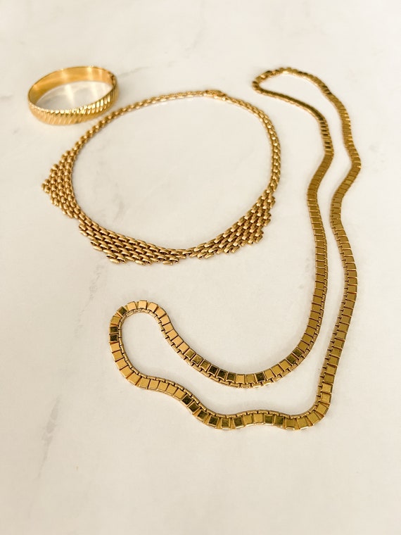 Vintage Monet Jewelry Lot, 22k Gold-Plated Necklac