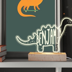 Personalised Dinosaur night light, children's night, nursery usb light image 2