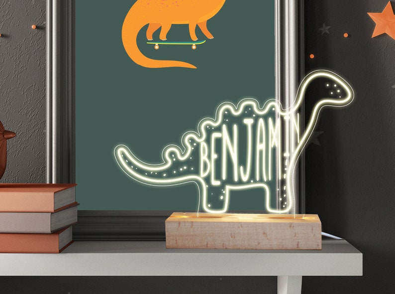 Personalised Dinosaur night light, children's night, nursery usb light image 2