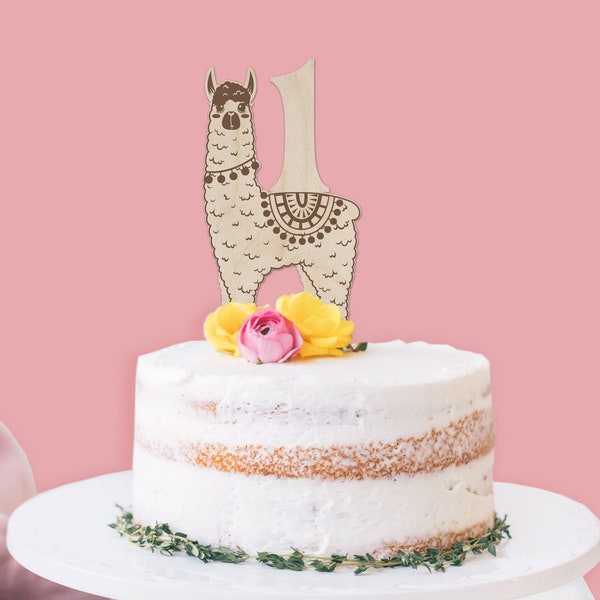 llama cake topper, first birthday topper, cake topper, llama birthday