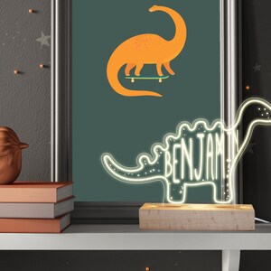 Personalised Dinosaur night light, children's night, nursery usb light image 3