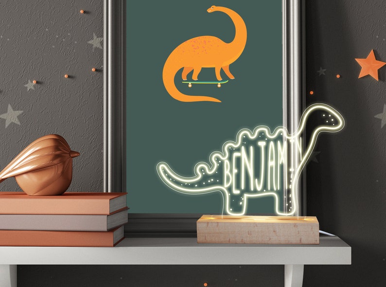 Personalised Dinosaur night light, children's night, nursery usb light image 3