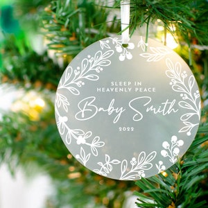 Personalised Baby memorial ornament, sleep in heavenly peace in memory of christmas ornament, memorial christmas ornament