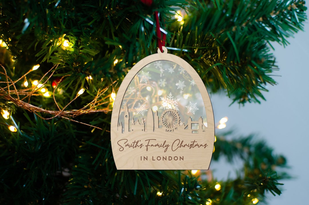 Christmas in London Ornament, London Personalised Ornament, Family