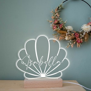 Sea shell personalised Night light, Childs room personalised light, under the sea room light, bedside light