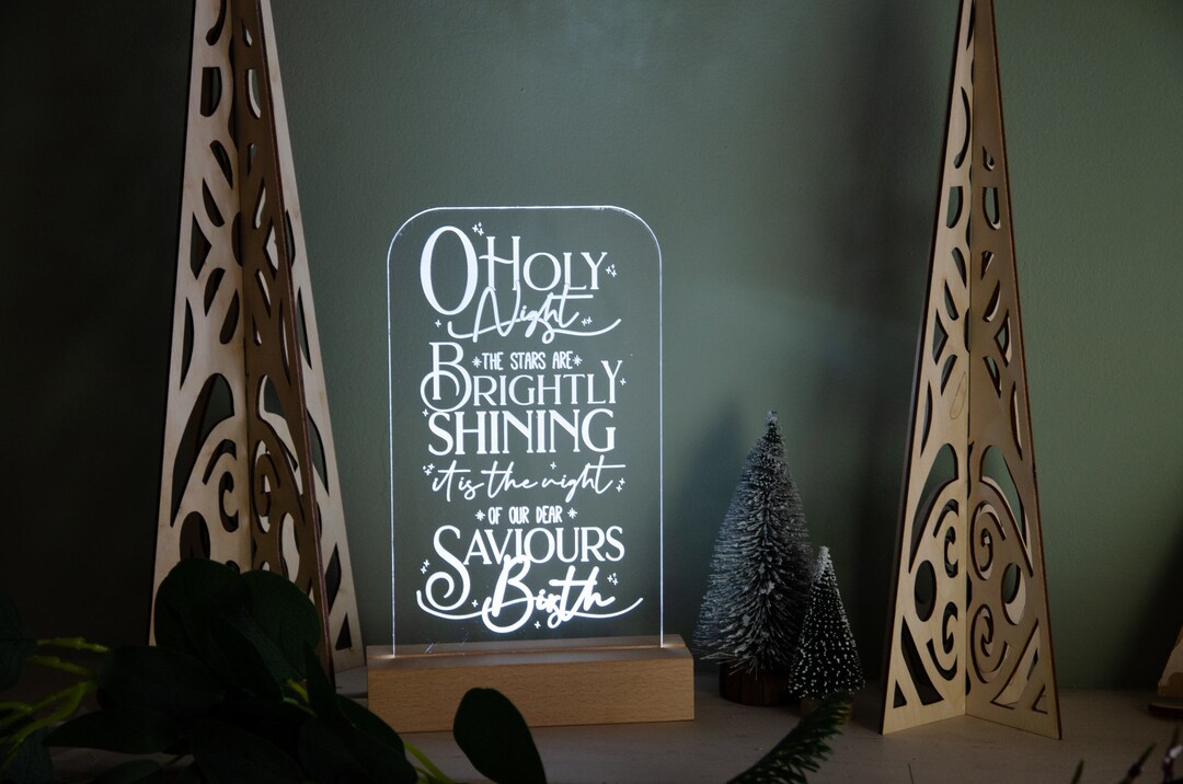 O Holy Light Christmas Carol Light, Freestanding Light Engraved Light Etsy