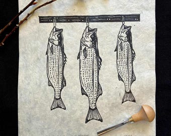 Lubina rayada en Old Harbor Print