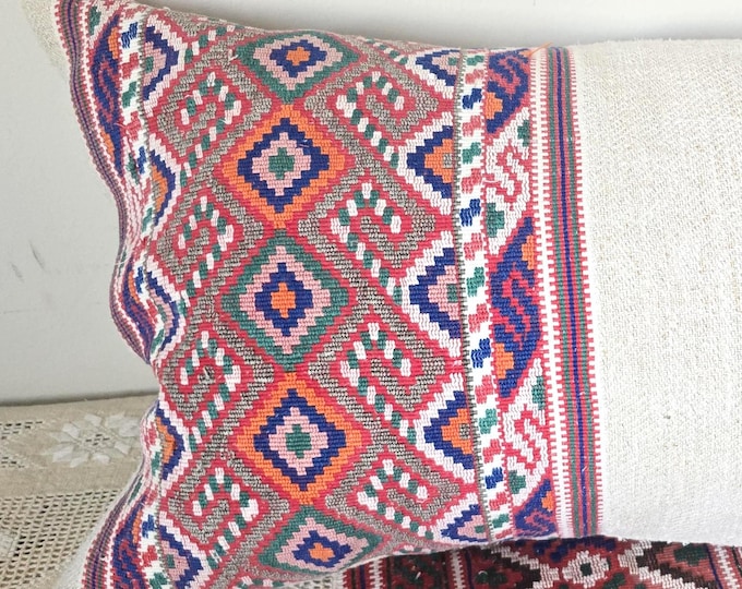 Antique Romanian Woven Sack Pillow Case 70x35cm