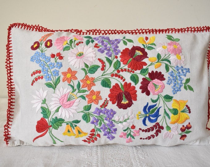 Cushion Cover from Vintage Hungarian ( Kalocsa) Embroidery