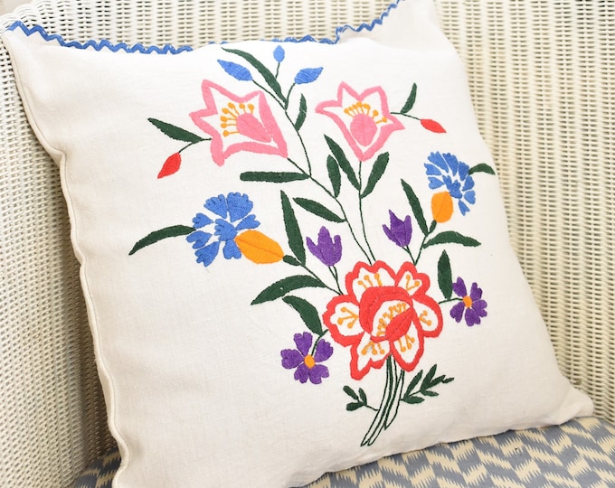 Vintage Hungarian Embroidered Cushion Cover