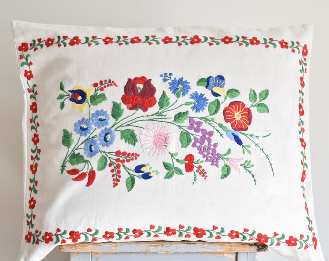 Cushion Cover from Vintage Hungarian ( Kalocsa) Embroidery