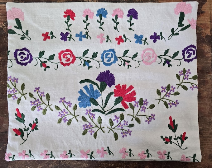 Vintage Hungarian Embroidered Cushion Cover