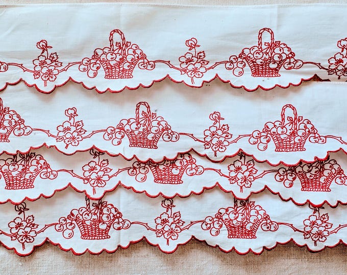 Four Folk Embroidered Shelf Trims, 4 pieces