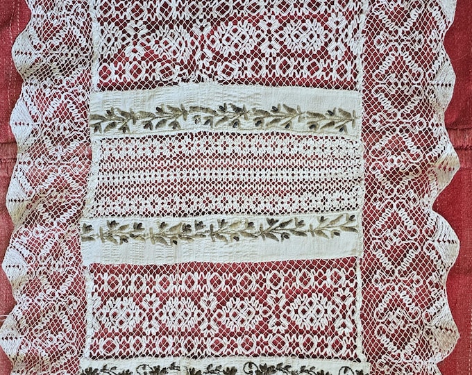 Antique Hand -made net and embroidery