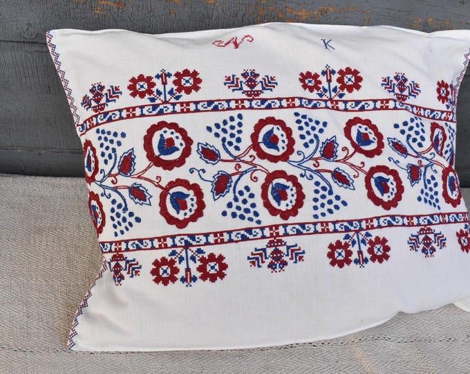 Cushion Cover from Vintage Transylvanian Dowry Embroidery