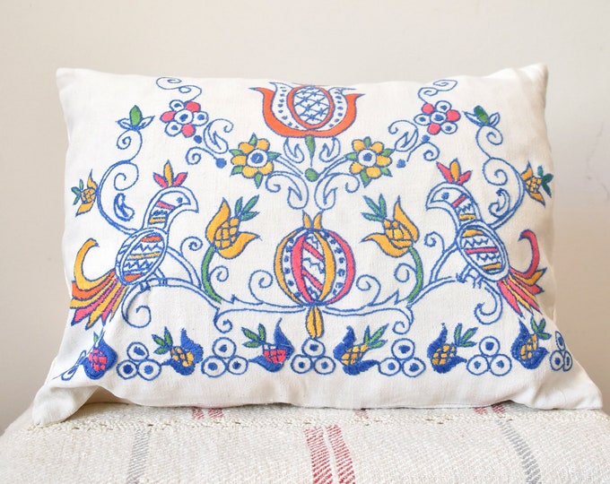 Vintage Hungarian Embroidered Cushion Cover