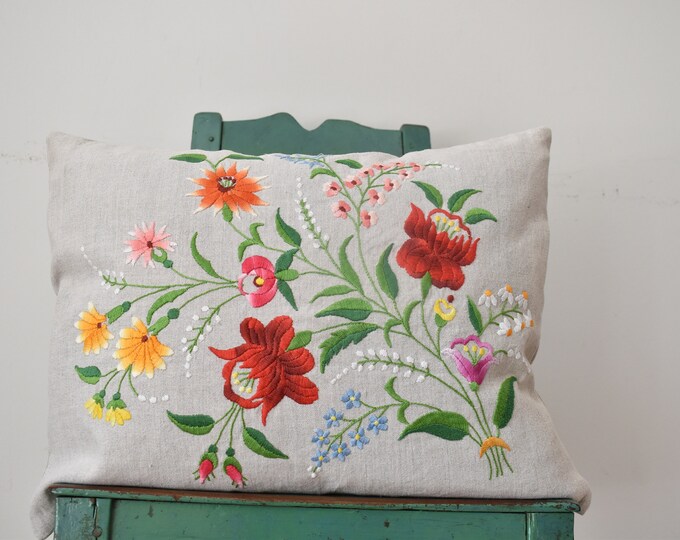 Cushion Cover from Vintage Hungarian ( Kalocsa) Embroidery