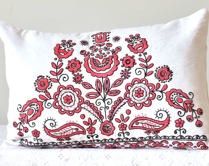 Vintage Hungarian Embroidered Cushion Cover