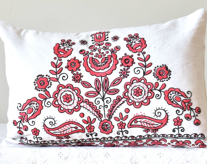 Vintage Hungarian Embroidered Cushion Cover