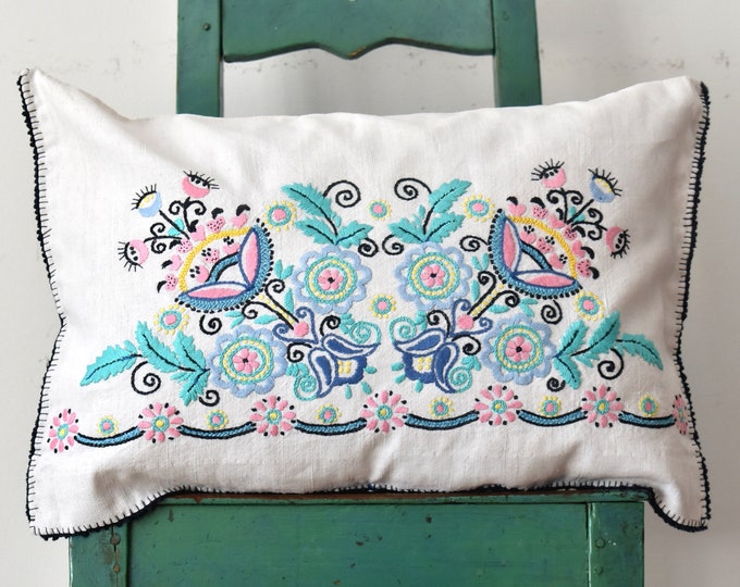 Cushion Cover from Vintage Hungarian ( Kalocsa) Embroidery