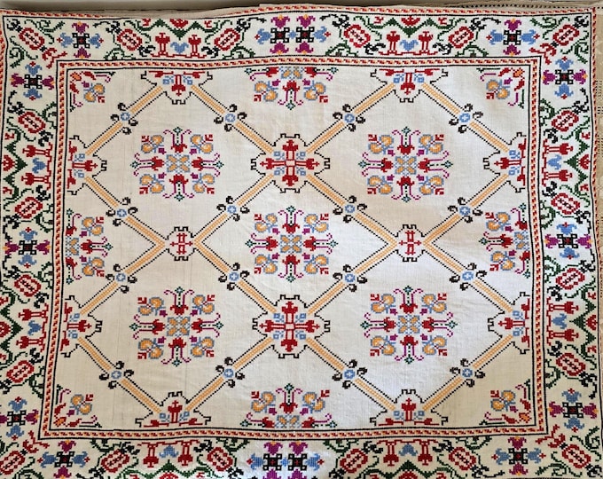 Large Cushion Cover from Stunning Antique Embroidery. 75 x 60cm