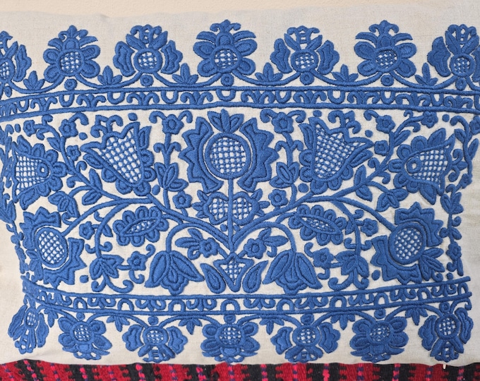 Large Vintage Embroidered Cushion Cover.