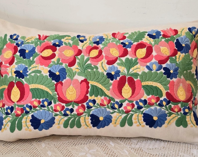 Vintage Hungarian (Matyo) Embroidered Cushion Cover