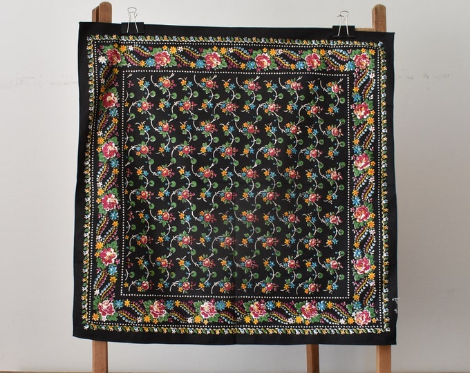 Vintage Russian Printed Indigo  Scarf