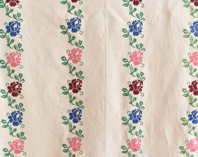 Antique Vintage Hungarian Embroidered Tablecloth 160 x 98cm