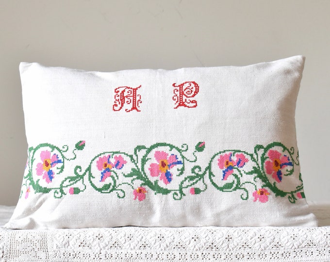 Vintage Hungarian Embroidered Cushion Cover