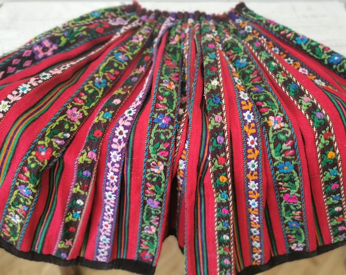 Vintage Woven and Embroidered Romanian Skirt, 3 metres of fabric