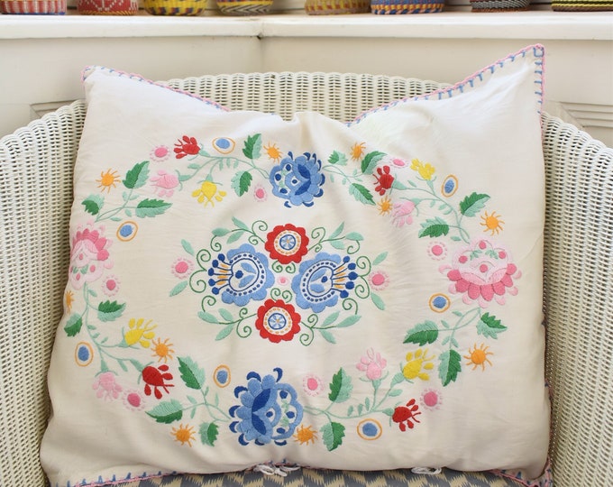 Vintage Hungarian Embroidered Cushion Cover