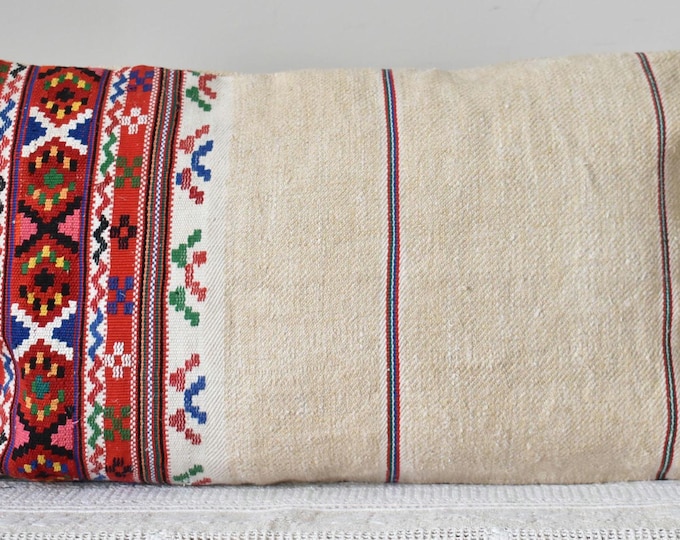 Antique Romanian Woven Sack Pillow Case
