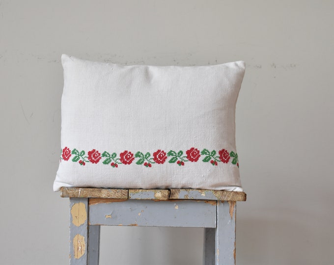 Vintage Hungarian Embroidered Cushion Cover