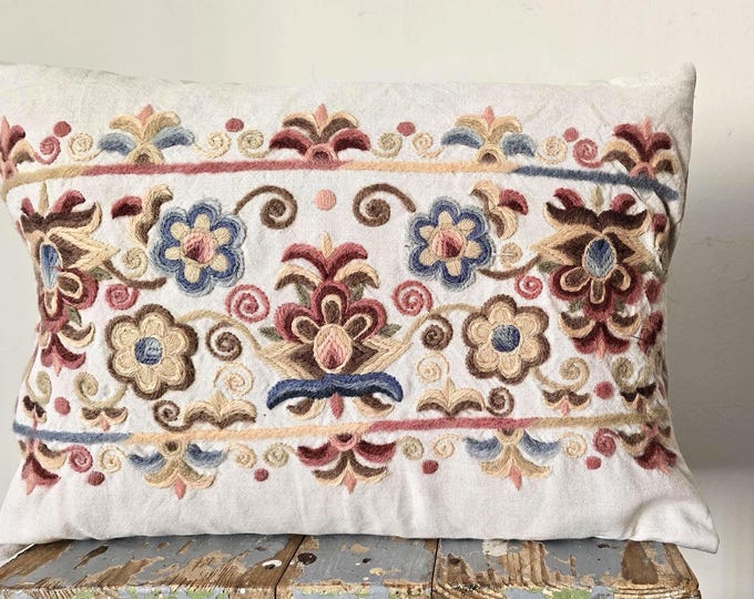 Vintage Hungarian Embroidered Cushion Cover
