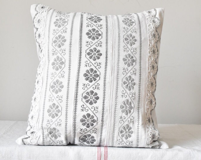 Vintage Hungarian Embroidered Cushion Cover