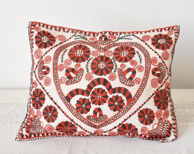 Antique Hungarian Buzsak Embroidered Cushion Cover