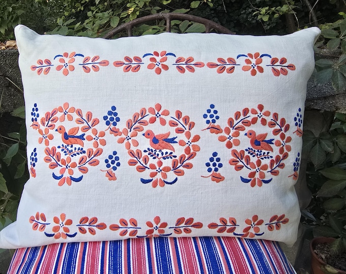 Vintage Embroidered Hungarian Cushion Cover.