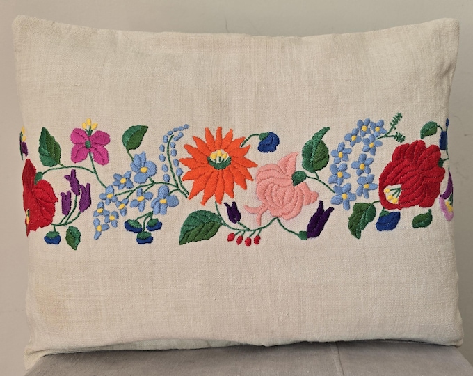 Vintage Hungarian Embroidered Cushion Cover